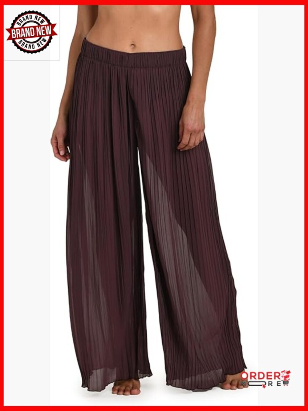 Wide Leg Palazzo Pant Swimsuit Cover Up Pleated Beachwear